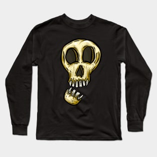 Spooky Halloween Skull Cartoon Illustration Lonely Boy Long Sleeve T-Shirt